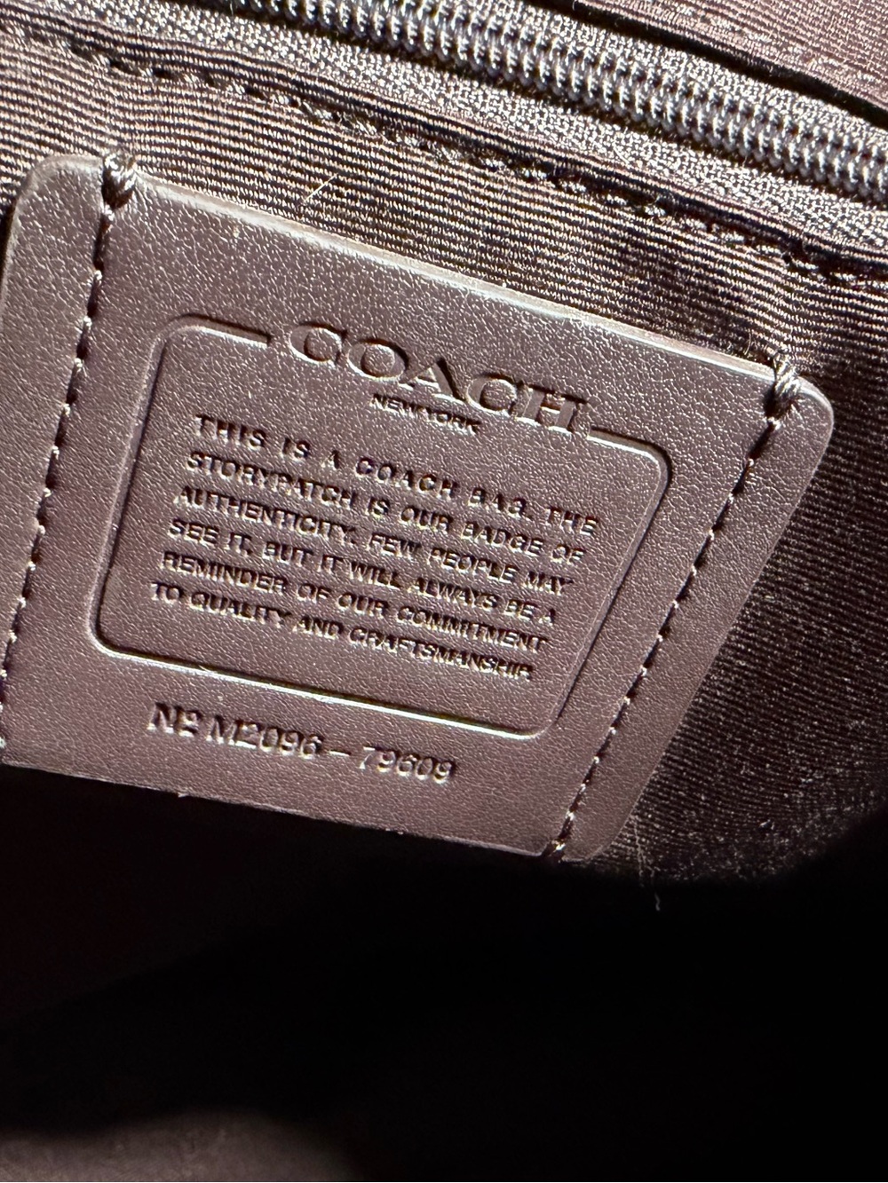 Coach Brown Monogram Tote with Pink Trim - Picture 3 of 4